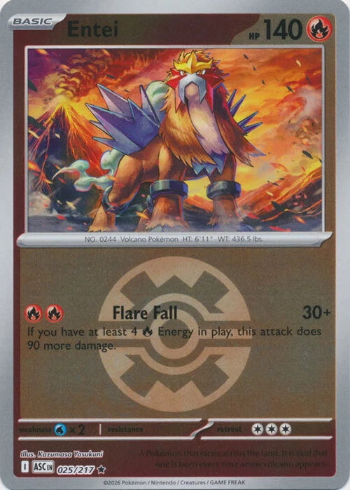 Ascended Heroes Entei #025/217 Pokeball Reverse Holo